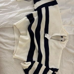 Blue and white pull over half zip NWT